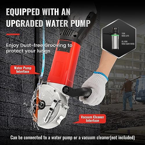 Huanyu Wall Chaser with 5pcs 133mm Blades Dust-Free Wall Grooving Machine with Upgraded Water Pump 4800W High Power Wall Chasing Tool for Brick, Ground and Rebar 2 Huanyu Wall Chaser with 5pcs 133mm Blades Dust-Free Wall Grooving Machine with Upgraded Water Pump 4800W High Power Wall Chasing Tool for Brick, Ground and Rebar - Image 2