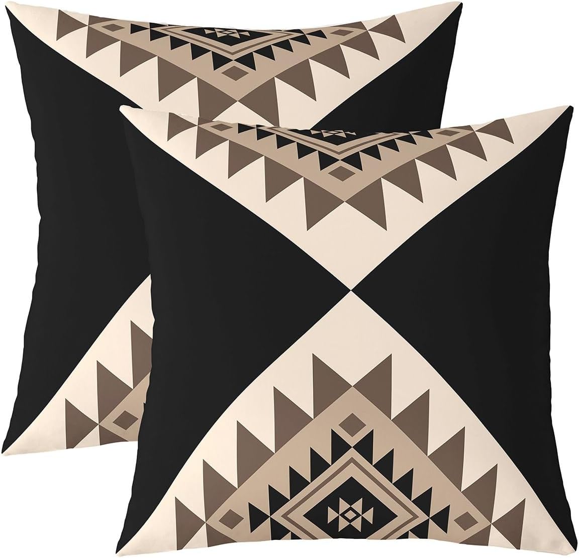 Erosebridal Pack of 2 Black Beige Abstract Throw Pillow Covers Modern Boho Western Aztec Pillow Covers Geometric Stripes Cushion Cases Minimalist Stylish Art Southwestern Decor,22x22 Inch