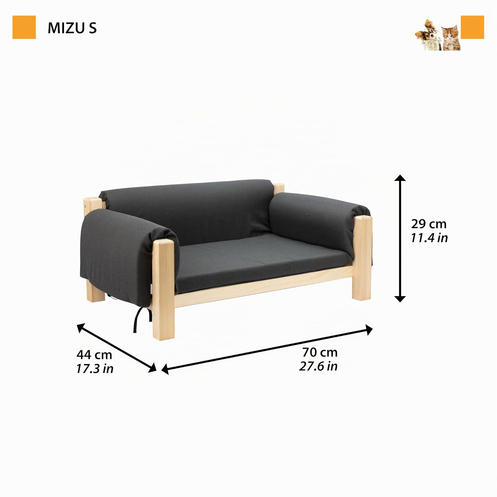 Ferplast Cuccia Cani e Gatti in Legno Certificato FSC® con Cuscino Morbido, Stile, Comfort e Durevolezza, 70 x 44 x h 29 cm.