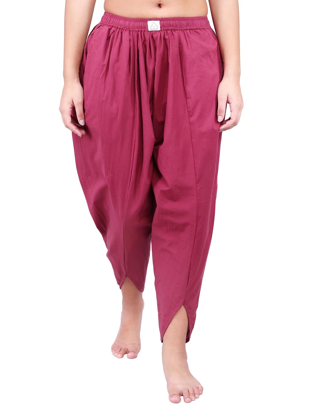 Ready to Wear Yoga Dhoti Solid Unisex Pull-on Dhoti Pants for Women in Pure Cotton, Free Size for Casual, Lounge wear, Yoga and Meditation Maroon-image-43