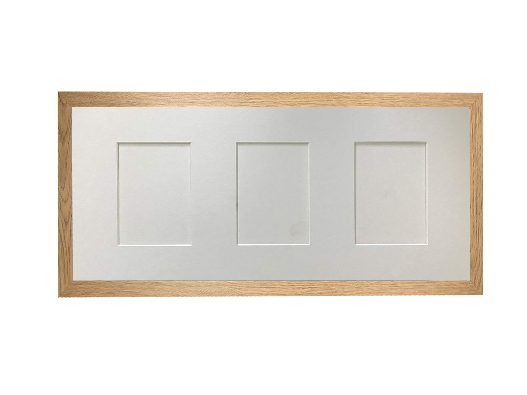 Frames By Post Oak Frame And White Multi Mount H7 Oak Picture Photo Frame With White 6 X 4 Inch Three Aperture Long Mount