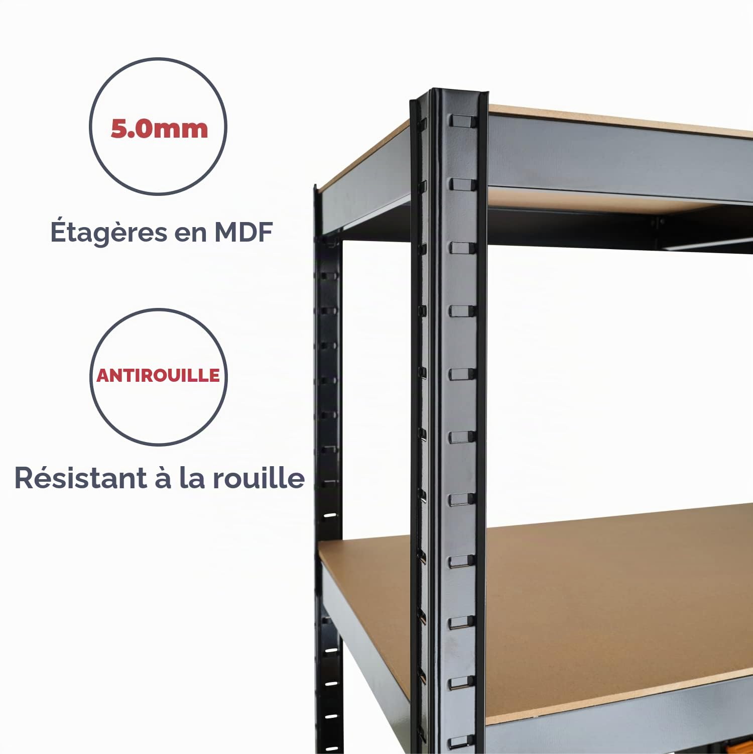 Rangement Garage: 180 cm x 120 cm x 45 cm | Galvanisé - 5 Niveaux | 175 kg par Tablette (Capacité Totale de 875 kg) | Garantie de 5 Ans