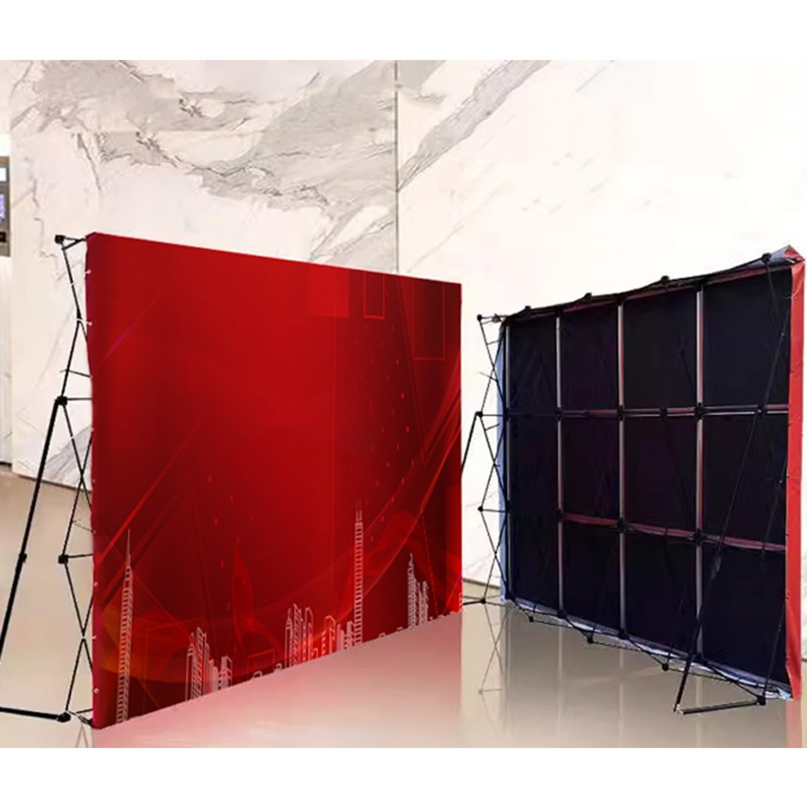 Soporte portátil para telón de fondo de exposición, soporte de exhibición desplegable resistente para ferias comerciales y eventos, marco de cabina de telón de fondo de tensión profesional