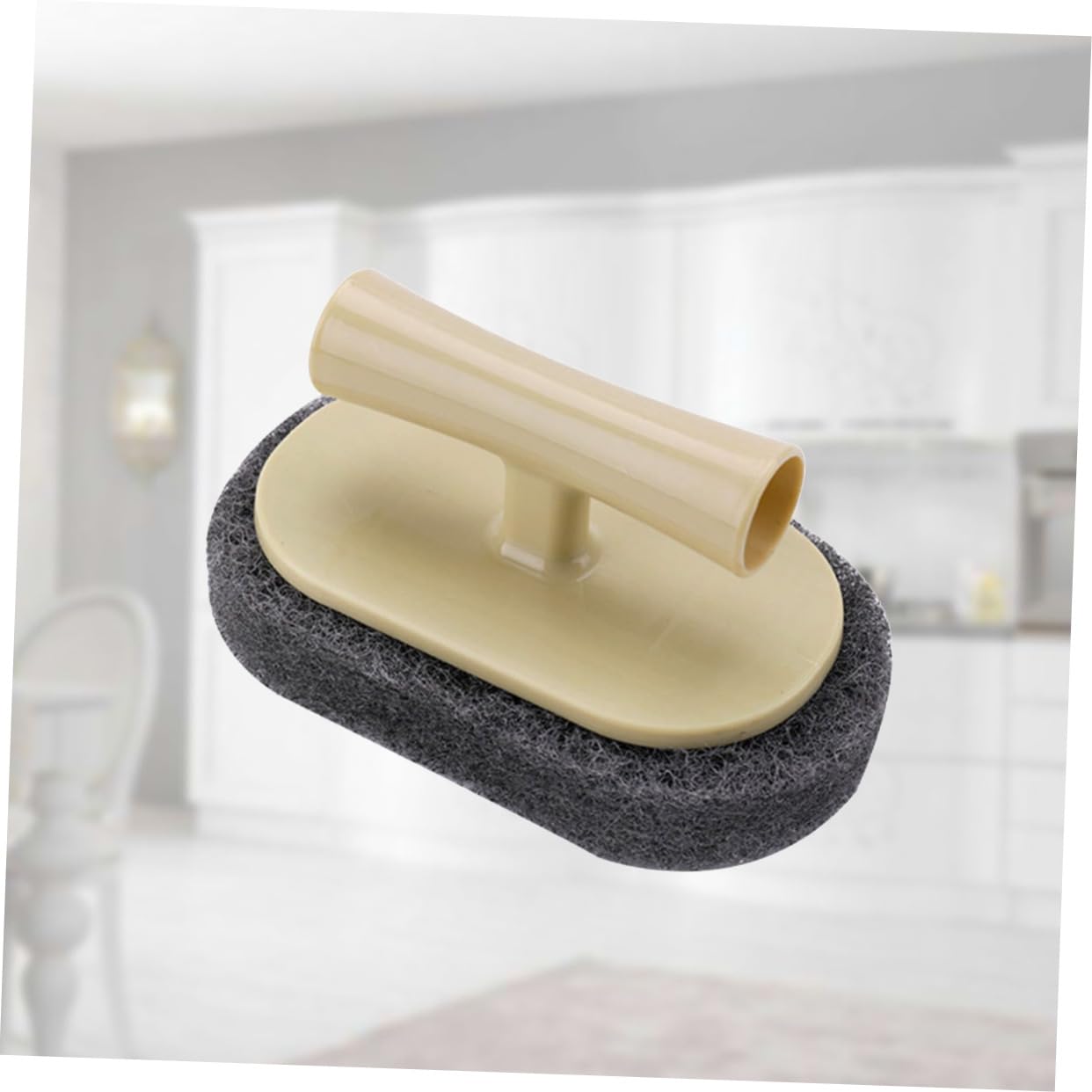 PartyKindom 3pcs Kitchen Cleaning Brush with Handle Durable Scouring Pad for Dishes Sinks and Stoves Household Scrubber for Tough Messes Beige