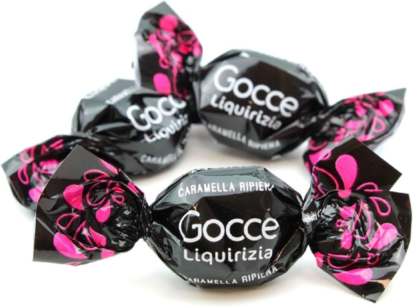 Rossana Fida LIQUORICE Drops - Lote de 12 caramelos rellenos de regaliz, envasados individualmente, sin gluten, vegano, 175 g