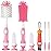 Ariseno 5-in-1 Baby Bottle Brush Set, Including Nylon and Silicone Bottle Brush, Cap, Straw, Nipple Brushes, BPA-Free (Pink)