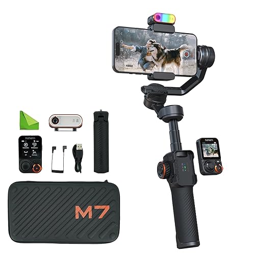 Hohem iSteady M7 Gimbal Stabilizer for iPhone,3-Axis Gimbal for Smartphone w/AI Tracking,Detachable Remote,Extendable Pole,Magnetic Light,Phone Stabilizer for Video Recording - Hohem M6 Kit Upgrade