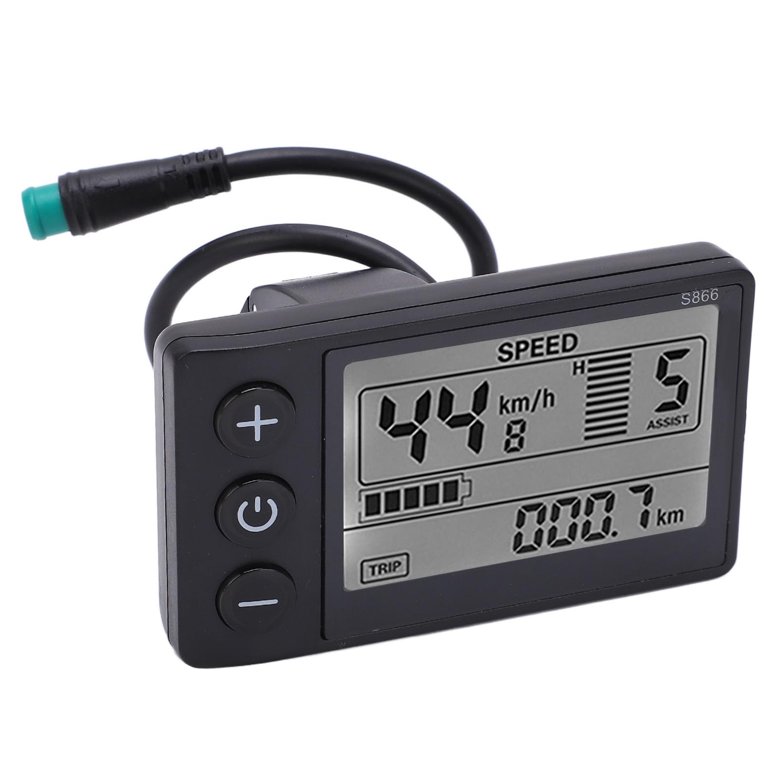 Alomejor Écran LCD S866, Grand écran LCD 24V 36V 48V avec Prise étanche pour Vélo électrique Accessoires pour vélos électriques
