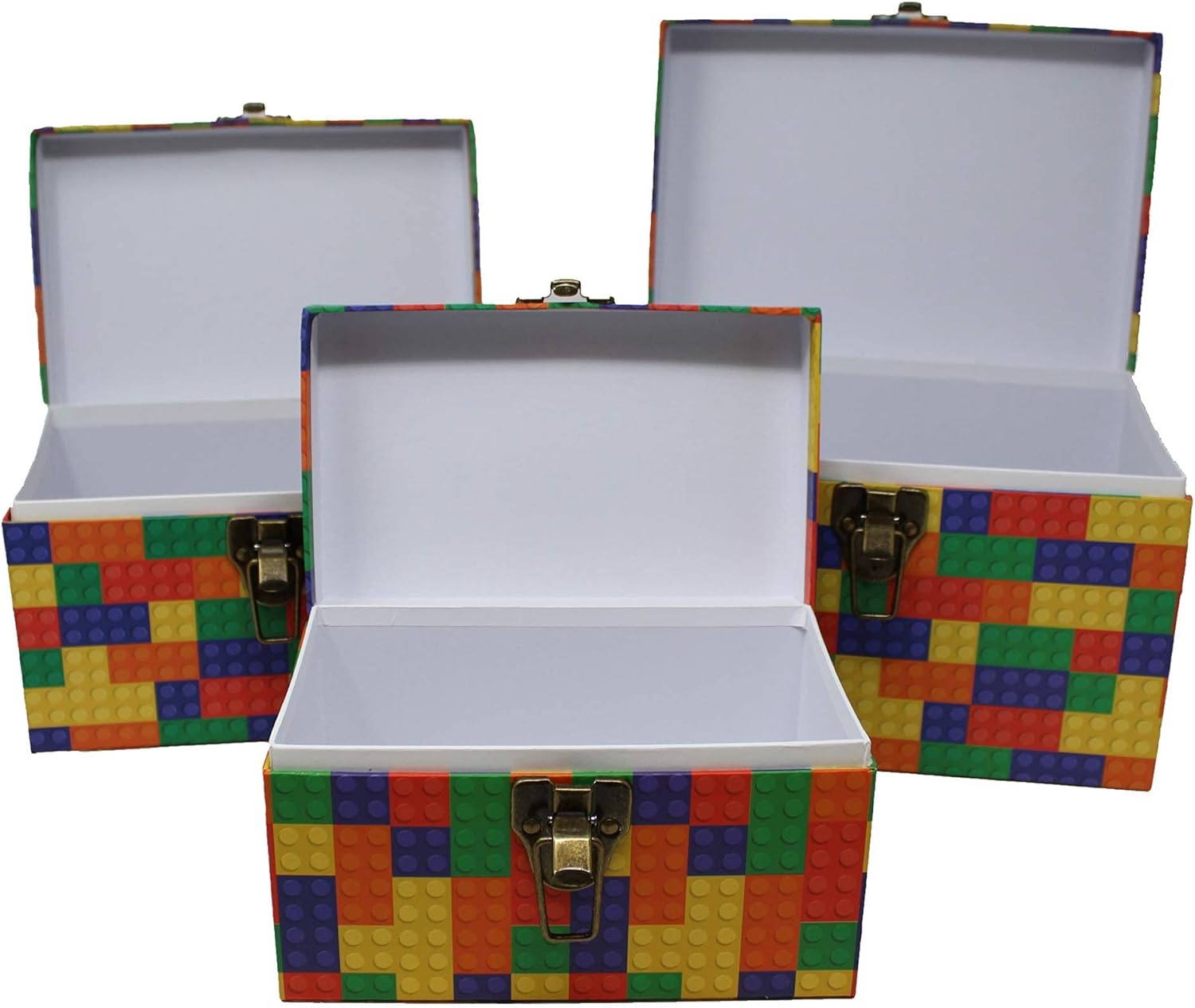 Brick Chest Paperboard Boxes (Set of 3), Brick Party Gifts, Brick Party Favors, Brick Room Decorations, Birthday Parties, Storage or Display : Toys & Games