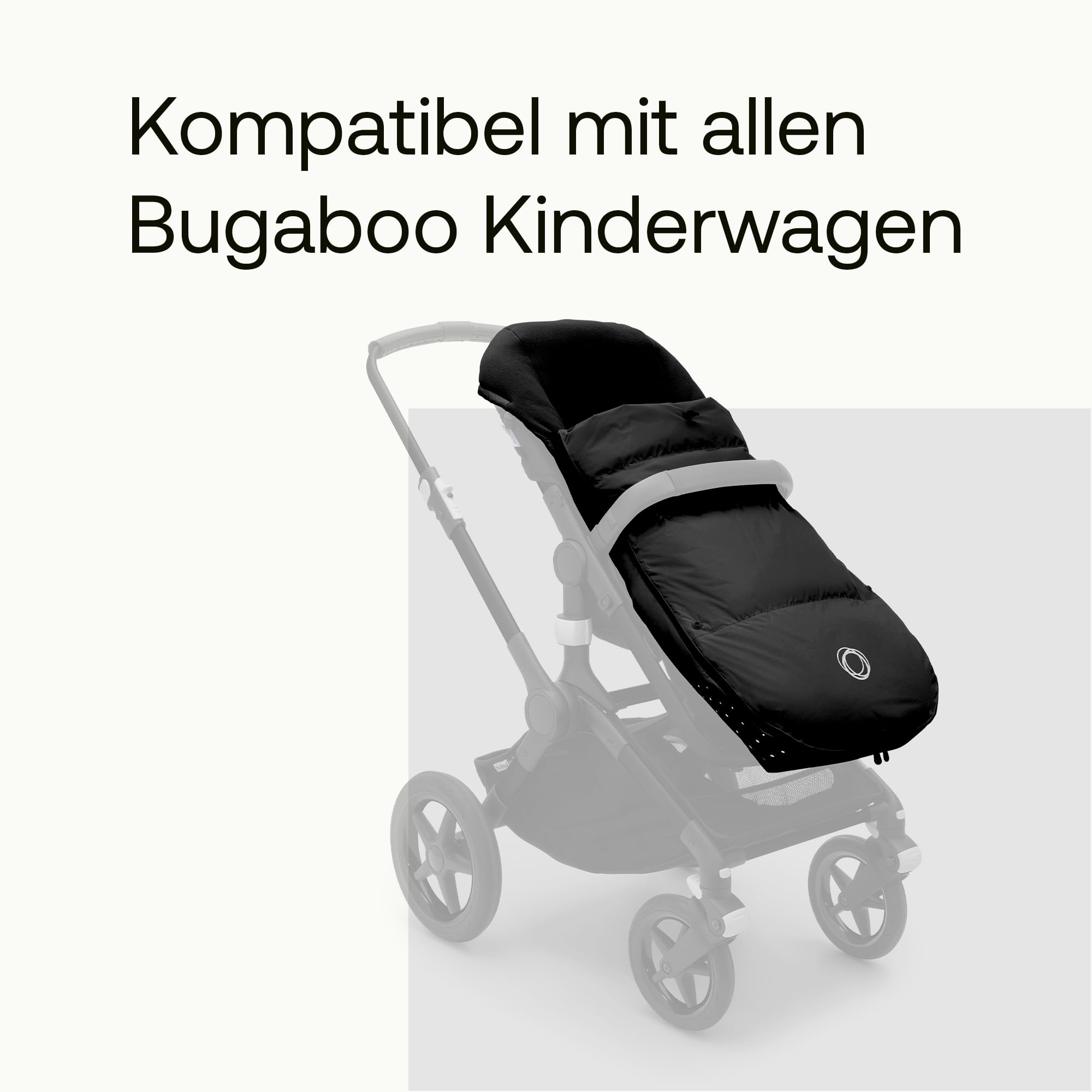 Bugaboo Performance Winter Fußsack für die kalte Jahreszeit, unverzichtbares Kinderwagen-Zubehör mit Kapuze und Zwei-Wege-Reißverschluss, Fußwärmer in Midnight Black