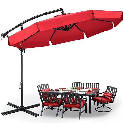 Premium Cantilever Patio Umbrellas 9FT (Red)