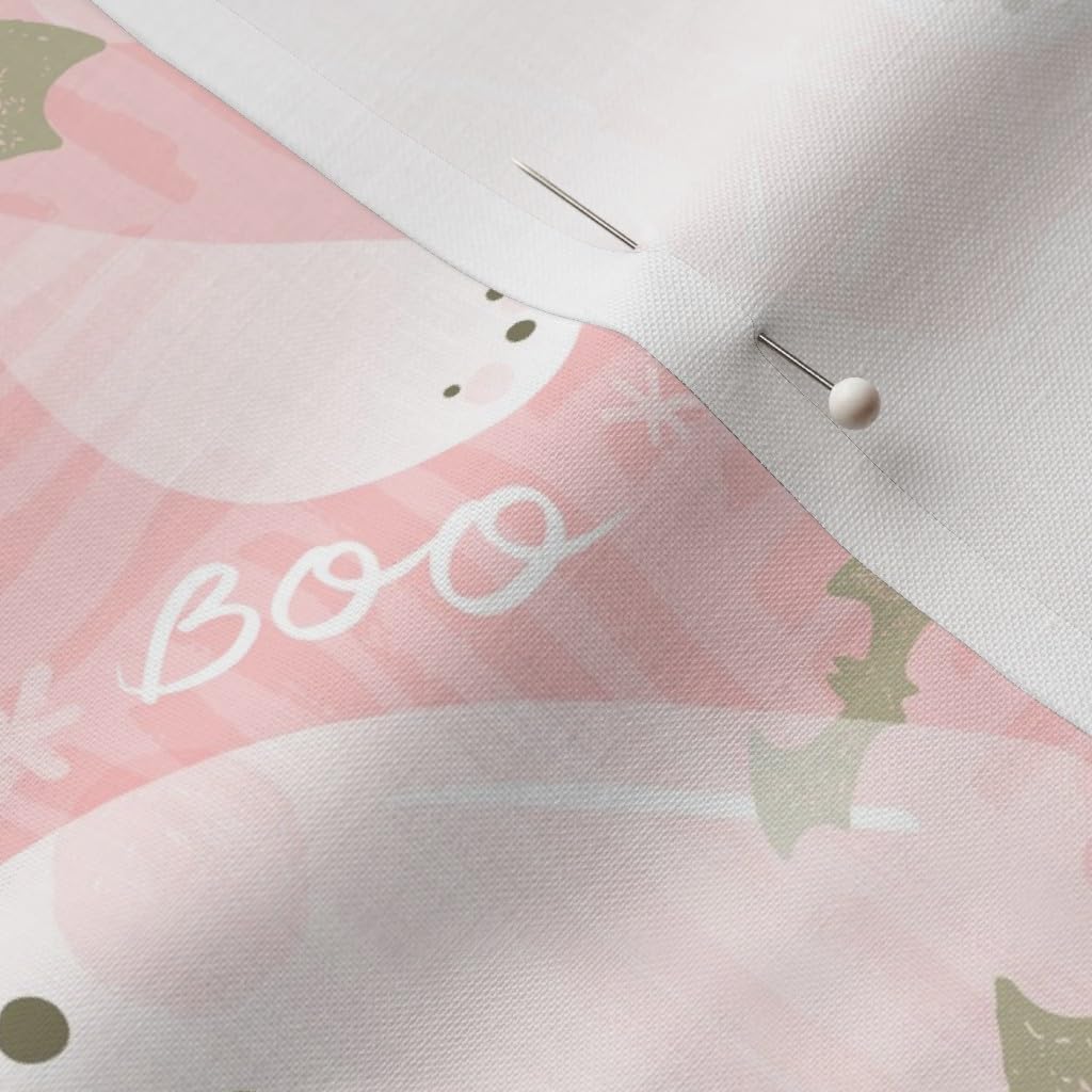 Spoonflower Fabric - Pastel Ghost Pink Cute Bats Seasonal Halloween Printed on Petal Signature Cotton Fabric Fat Quarter - Sewing Quilting Apparel Crafts Decor