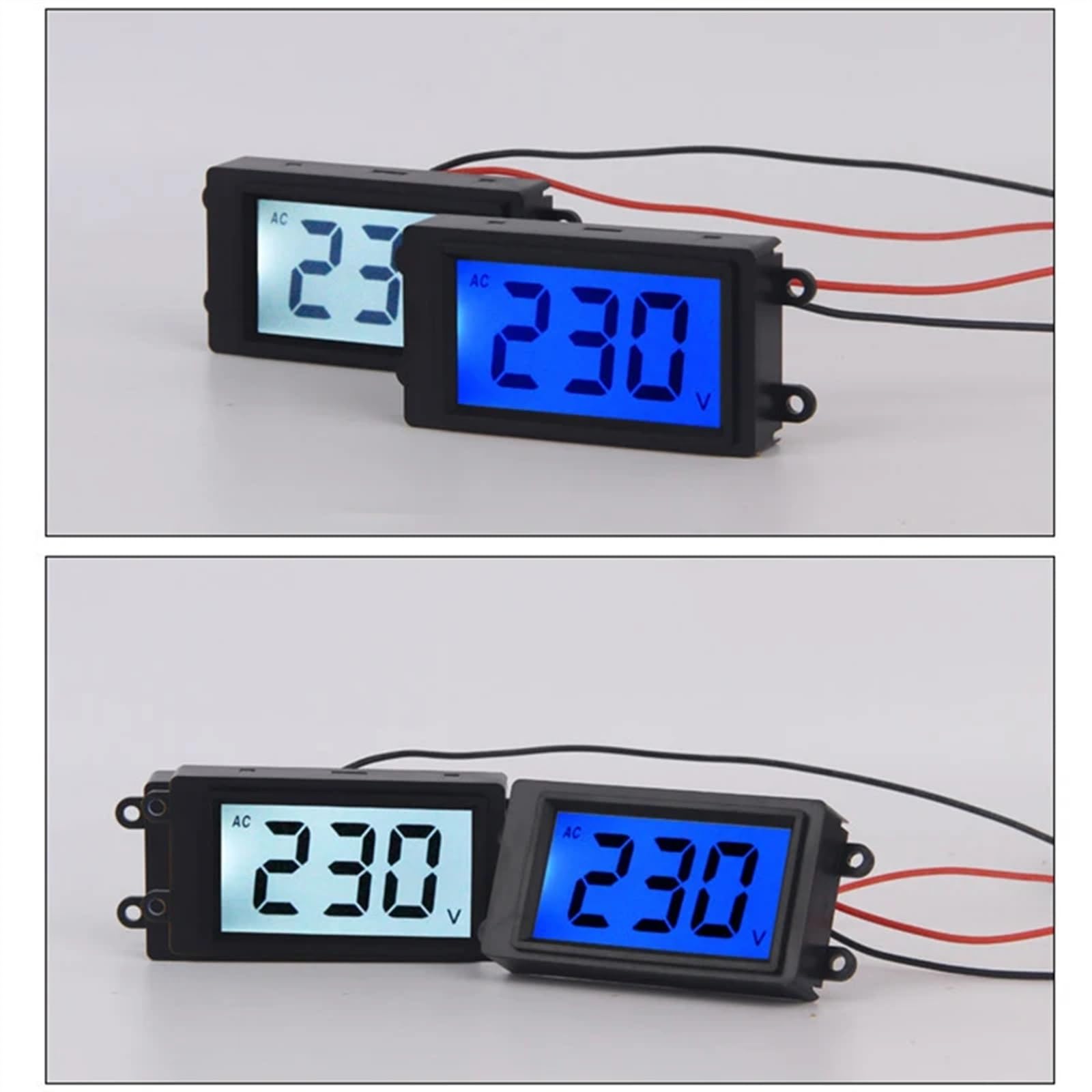 Voltímetro Digital de CA, 2 cables, 80-380V, pantalla LCD, Monitor de voltaje, voltímetro, Panel de calibre de probador de voltaje eléctrico Industrial(Blue)