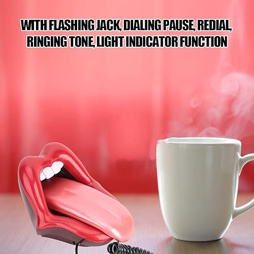 Miniatura 4 de Teléfono retro de boca roja, lengua roja con cable fijo, teléfono fijo sexy con boca, teléfono fijo con cable, novedad con cable, teléfono de labios