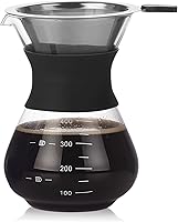 Vista 1 de HERCHR Cafetera vertida con filtro de acero inoxidable, cafetera de vidrio, olla de goteo, cafetera de vidrio reutilizable, cafetera manual
