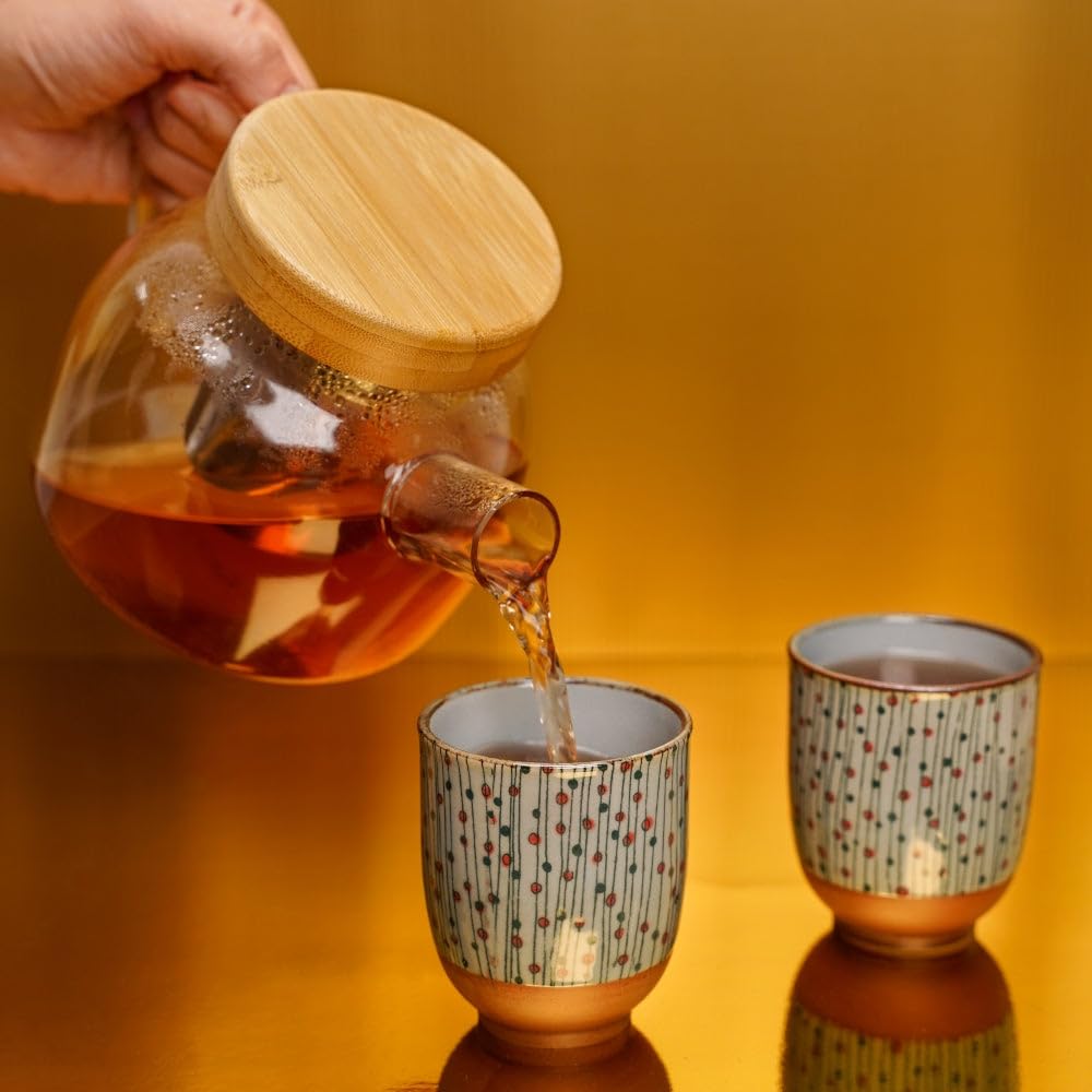 Tetera All in One Bamboo 1L de Porcelana con Infusor y Filtro de Acero Inoxidable para Té