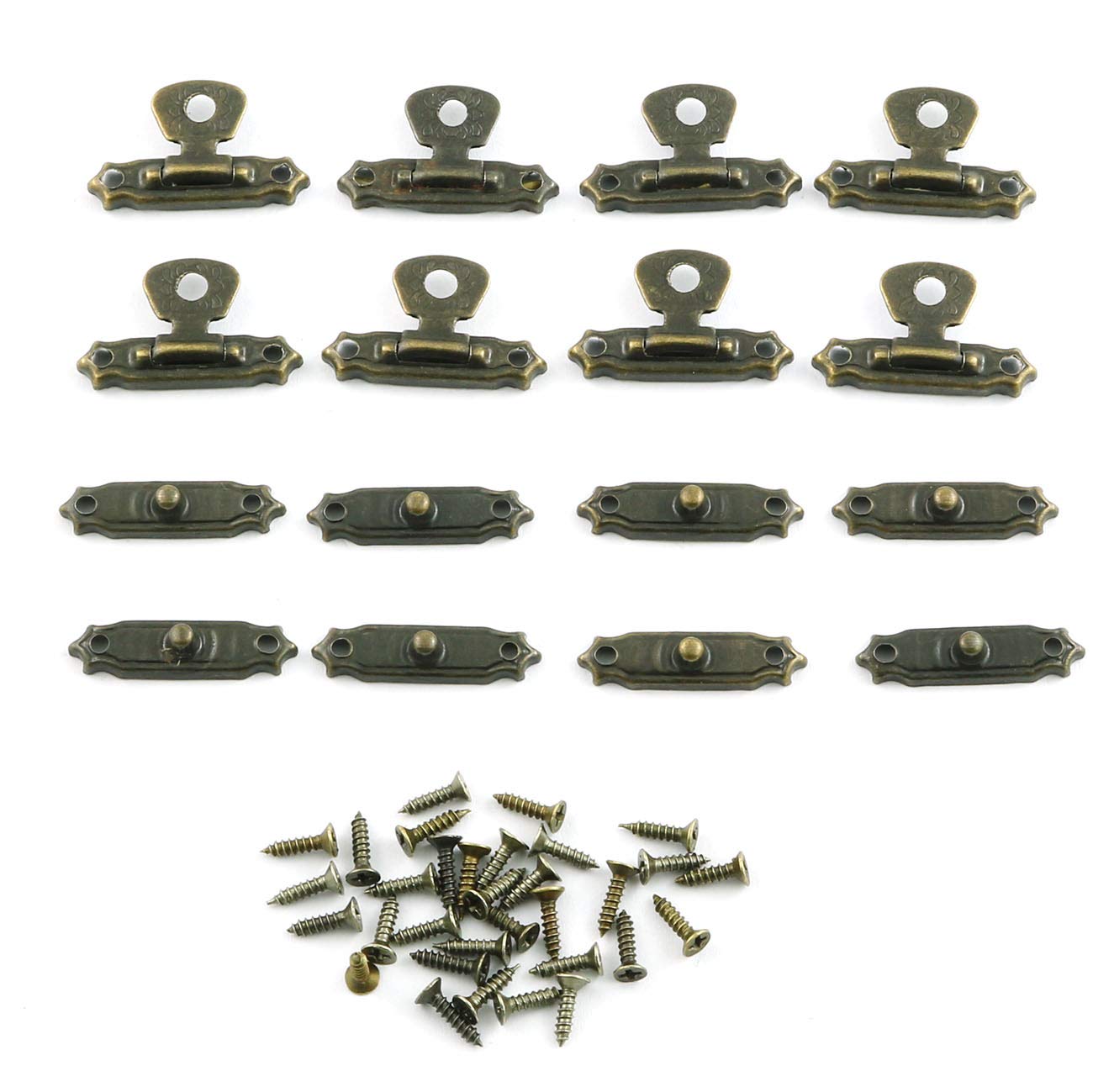 PZRT 8pcs Antique Bronze Cabinet Latch Hasps Decorative with Mounting Screws for Jewelry Gift Box