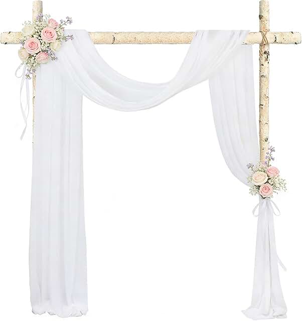 White Arch Drapes Wedding Arch Draping Fabric 2 Panels 20FT Chiffon Shee...