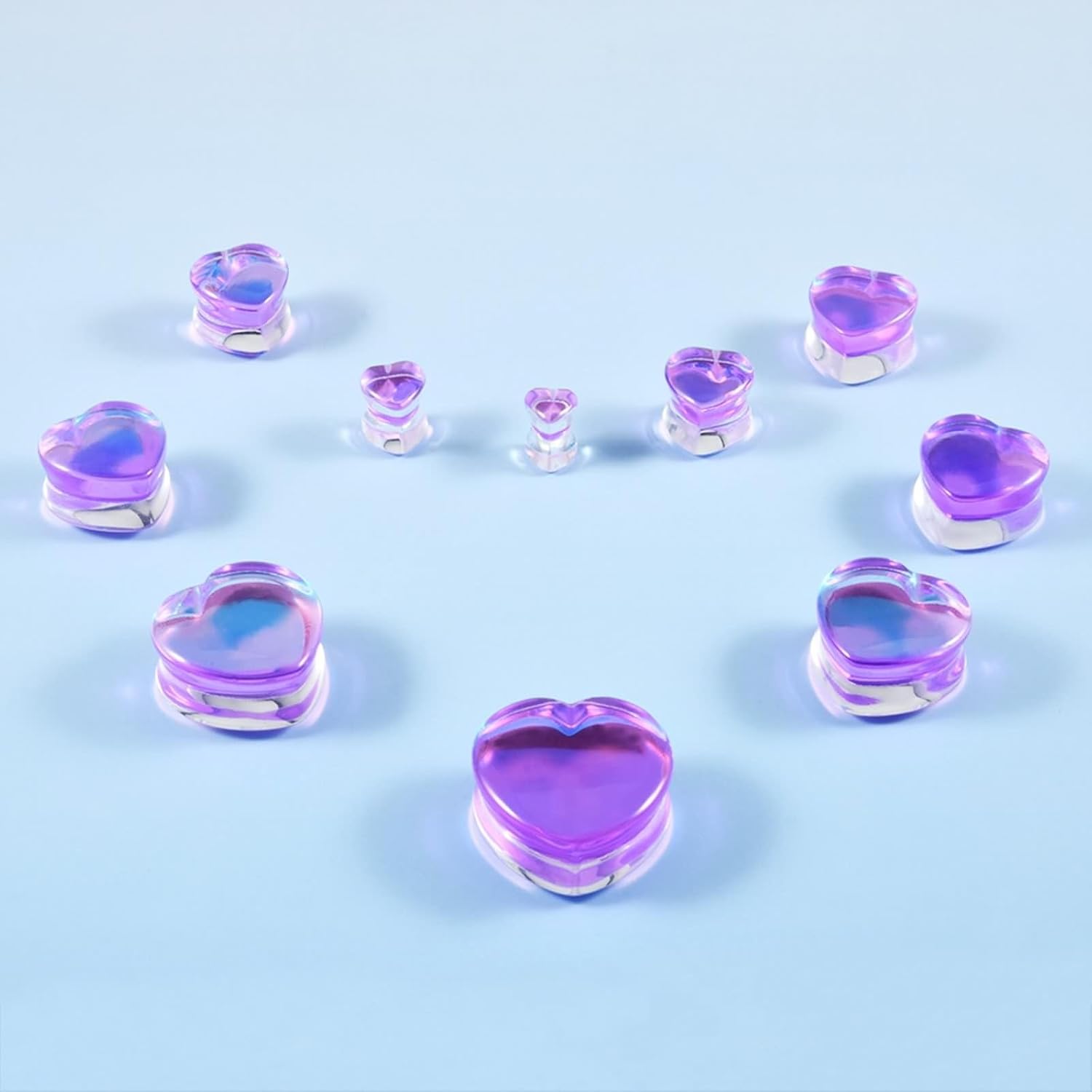 Beydodo Ear Gauge Tunnels Glass, Unisex Flesh Tunnels Stretching Kit 2pcs Ear Piercing Jewelry Heart Shape