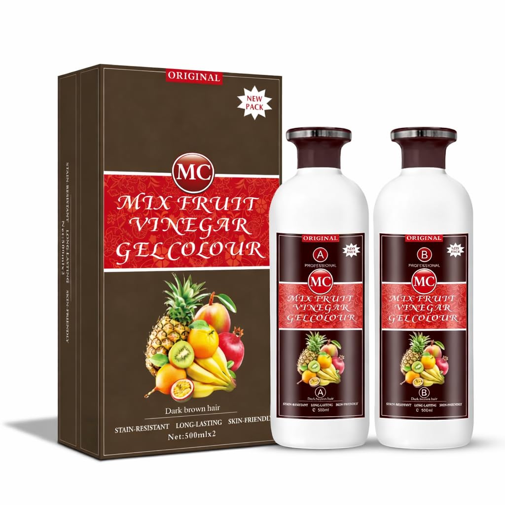 Original Mix Fruit Vinegar Gel Hair Color, Natural Brown, 1000ml, Ammonia Free Semi Permanent Dye for Men and Women