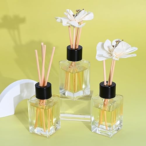 Miniatura 6 de Kit de fabricación de difusor de varillas con aceites esenciales naturales, botella de fragancia de vidrio de 1.7 fl oz, palitos de ratán de flores,