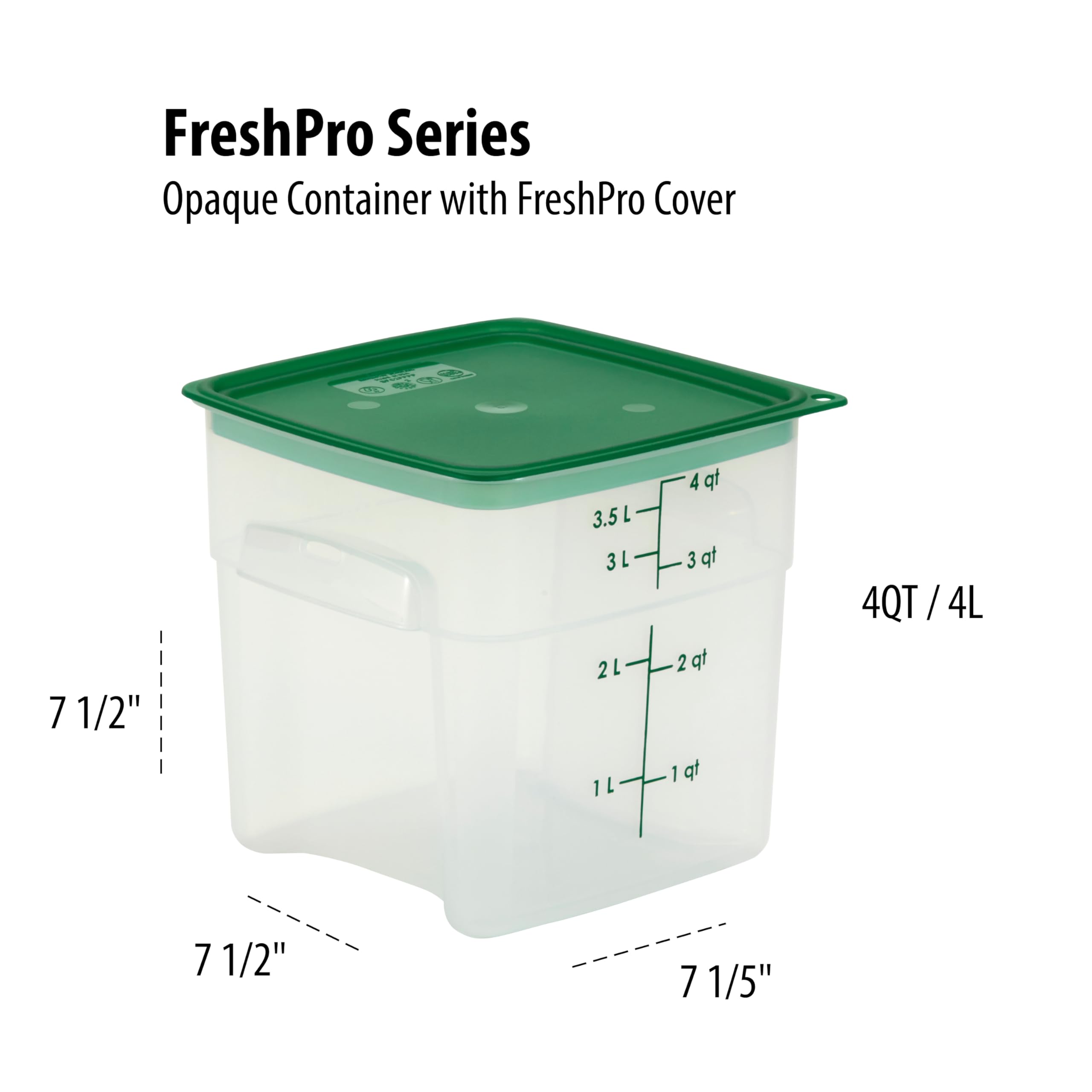 Cambro Recipientes de almacenamiento de alimentos sin BPA de 4 cuartos con tapa, paquete de 2 unidades, en la serie FreshPro opaco, ideal para organización de despensa y refrigerador, hornear y