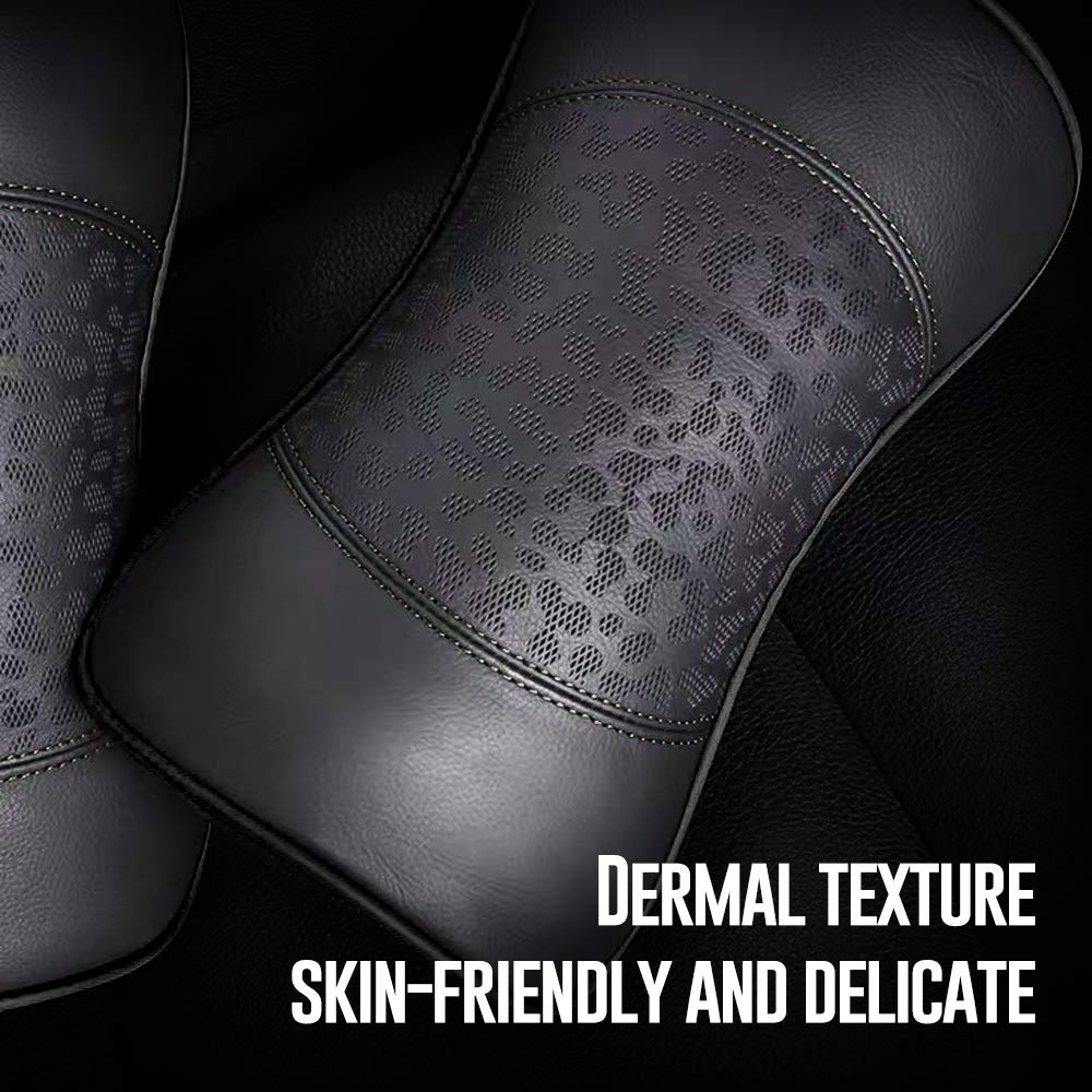 Carodi Auto Leder Nackenkissen, Nackenstütze Kissen, 100% Memory Foam Cervical Support, Komfortable Reise Auto Sitze und Home Office weiche Kissen, schwarz EIN Set (2 Stück) (schwarz)