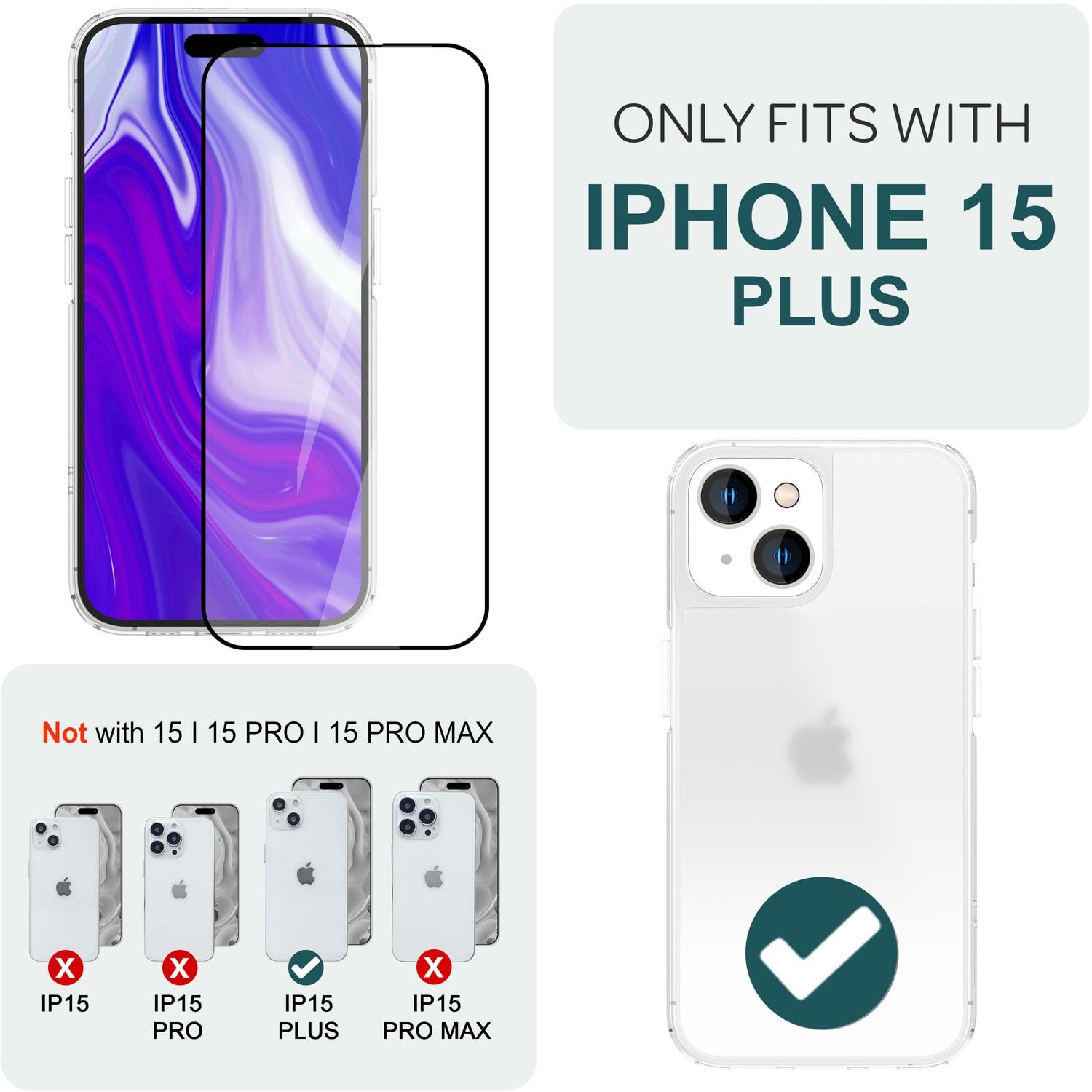 NALIA Screen Protector Set compatible with iPhone 15 Plus Glass, 2x Display Protection Glass & 1x Template - Image 4
