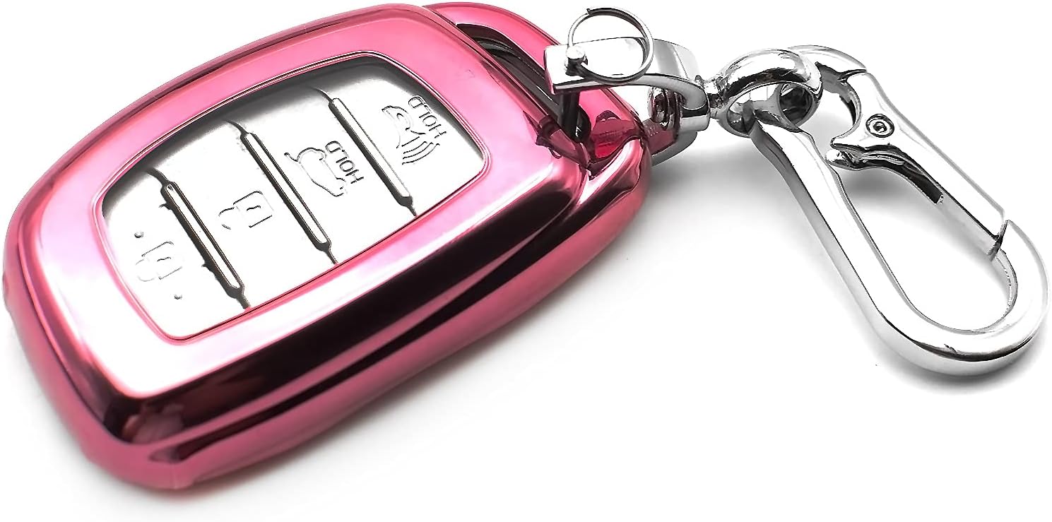 INFIPAR Fit for 2021 2020 2019 Hyundai Elantra Ioniq Sonata Tucson Elantra GT TPU Key Fob Remote Cover Case Shell Glove Pouch Holder Protector Keyless Entry Sleeve Accessory, Pink, Not Fit Flip Key