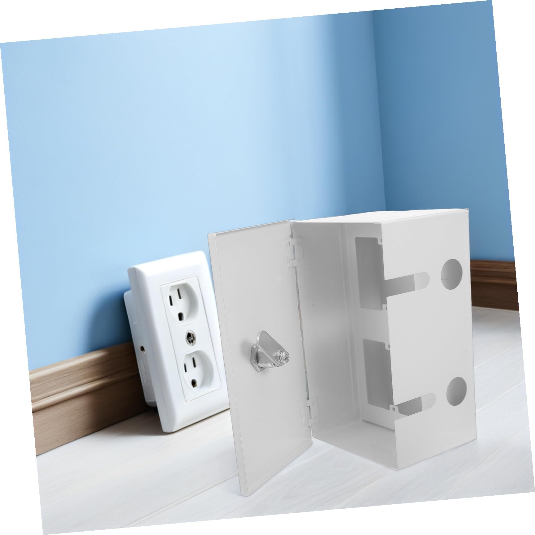 INOOMP Caja Protectora para Enchufes Exteriores de Acero Inoxidable Cerradura, Resistente y Segura para Espacios Públicos y Uso en Exteriores
