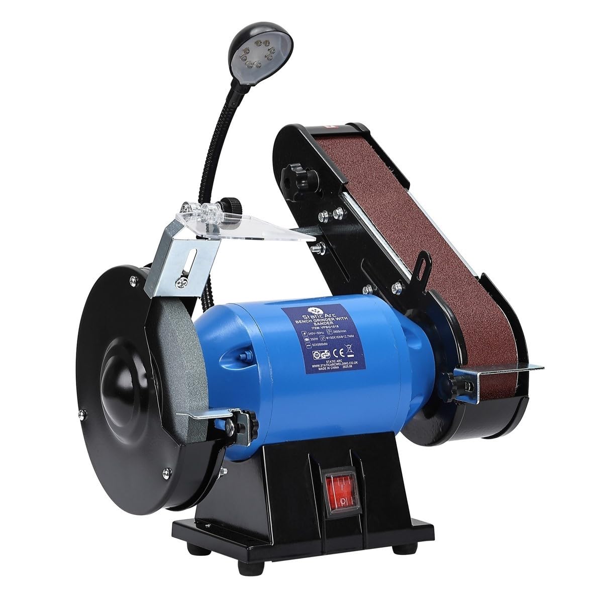 350W Electric Bench Grinder & Sanding Belt LINISHER Metal Wood Sander 6" Wheel