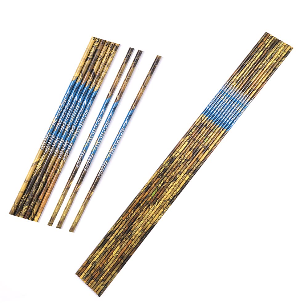 ACCMOS Carbon Pfeilschaft Spine 300 350 400 500 ID 6,2 mm Tarnung Jagd Pfeilschaft, für Pfeil und Bogen Schießen DIY Pfeilzubehör 12 Stück