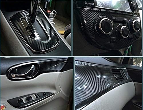 Miniatura 4 de DIYAH Vinilo de fibra de carbono negro 5D de alto brillo de 12 x 60 pulgadas  1 pie x 5 pies sin burbujas de liberación de aire para automóvil,