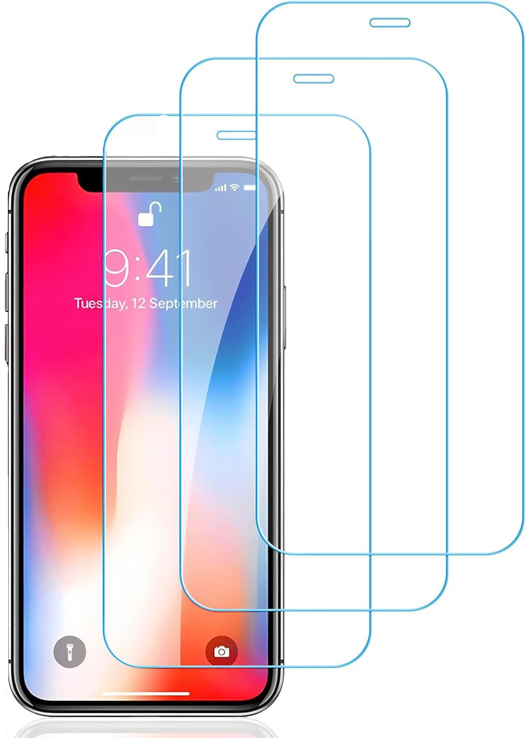 New&Teck Lot de 3 Verre Trempé pour iPhone 11/XR 6,1 Pouces, Film Protection Ecran, [Anti-Rayures], [Sans Bulles], [Installation Facile], Ultra Résistant Dureté 9H Glass - 1