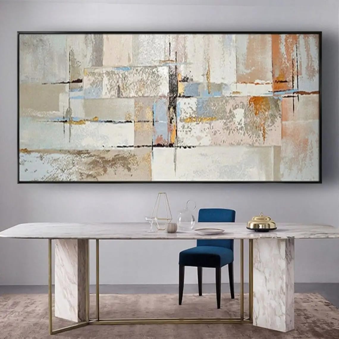 LTjiajuypd Canvas Painting Geometric Light Colour Minimalist Art Modern Wall Picture For Living Room(70X140cm)