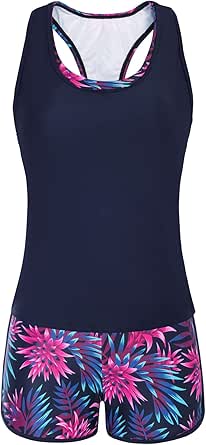JASAMBAC Tankini dámské bříško, 3dílná sada bikin, vršek bikin push-up