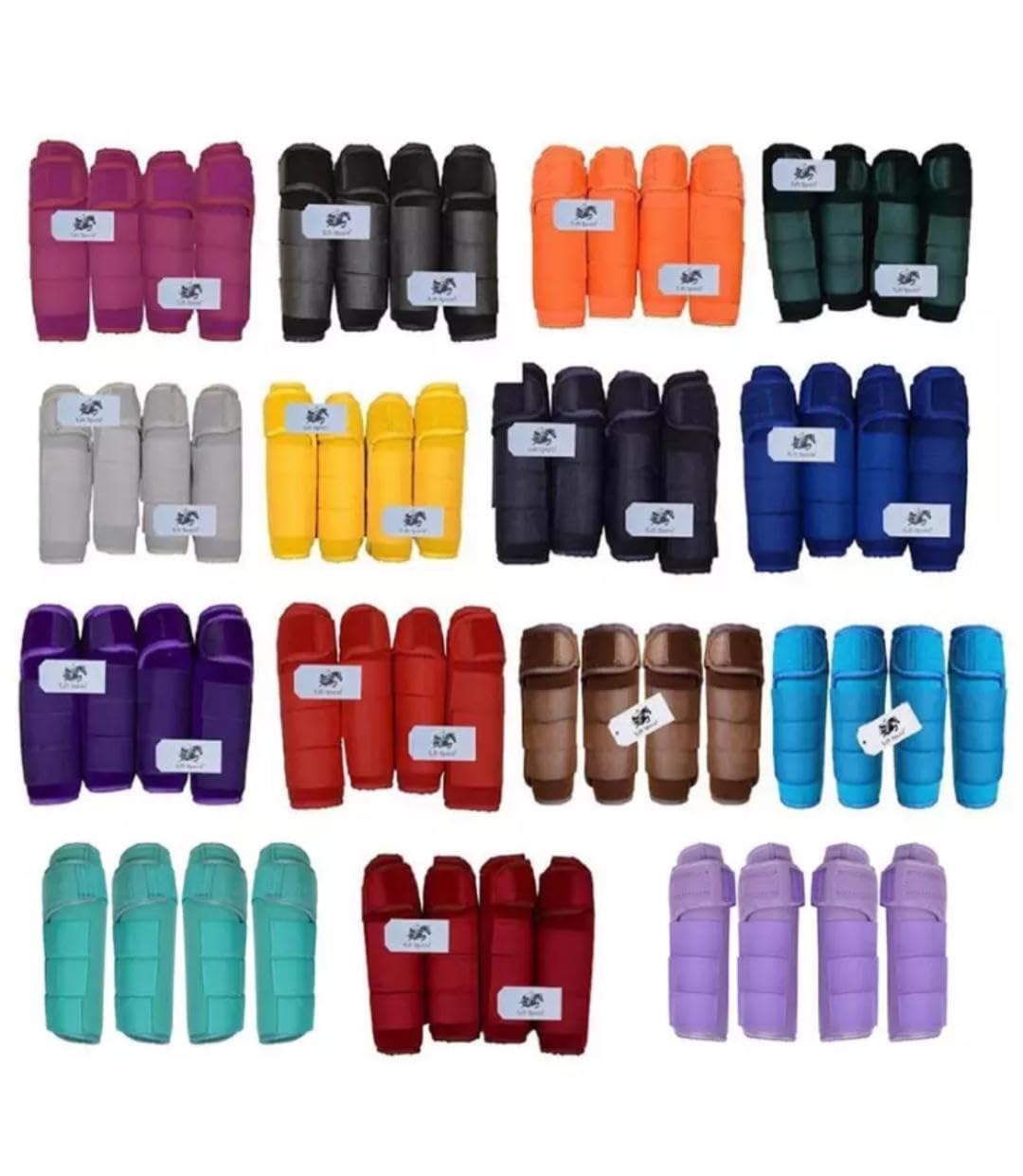 Full Cob Pony Horse Medicine Boots Brushing Boots Leg Wraps Protection Set of 2 and 4 Sports (White (Set of 4), Full)