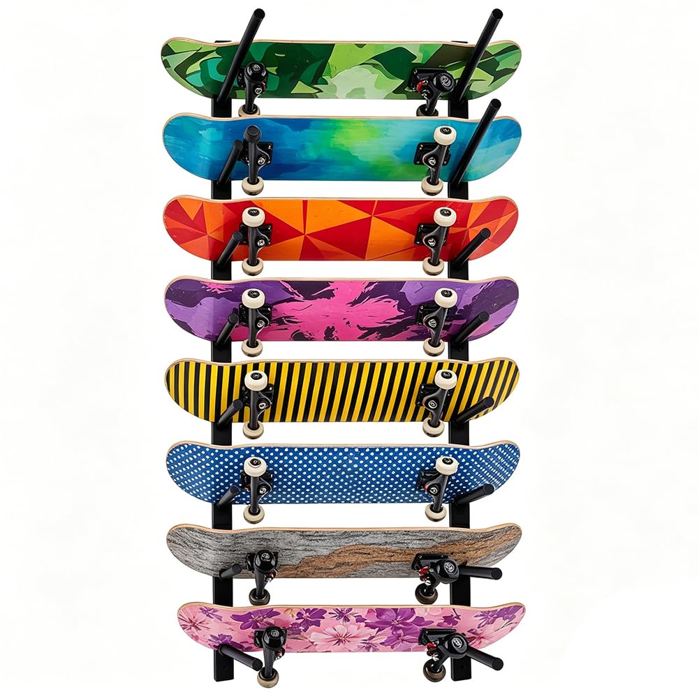 UNICRAFTALE Support Mural À Réglable pour Skateboard Rangement Et Présentation Porte Ski Snowboard Noir Support Mural Horizontal Ski pour Longboard Deck Organisation Gain Maison