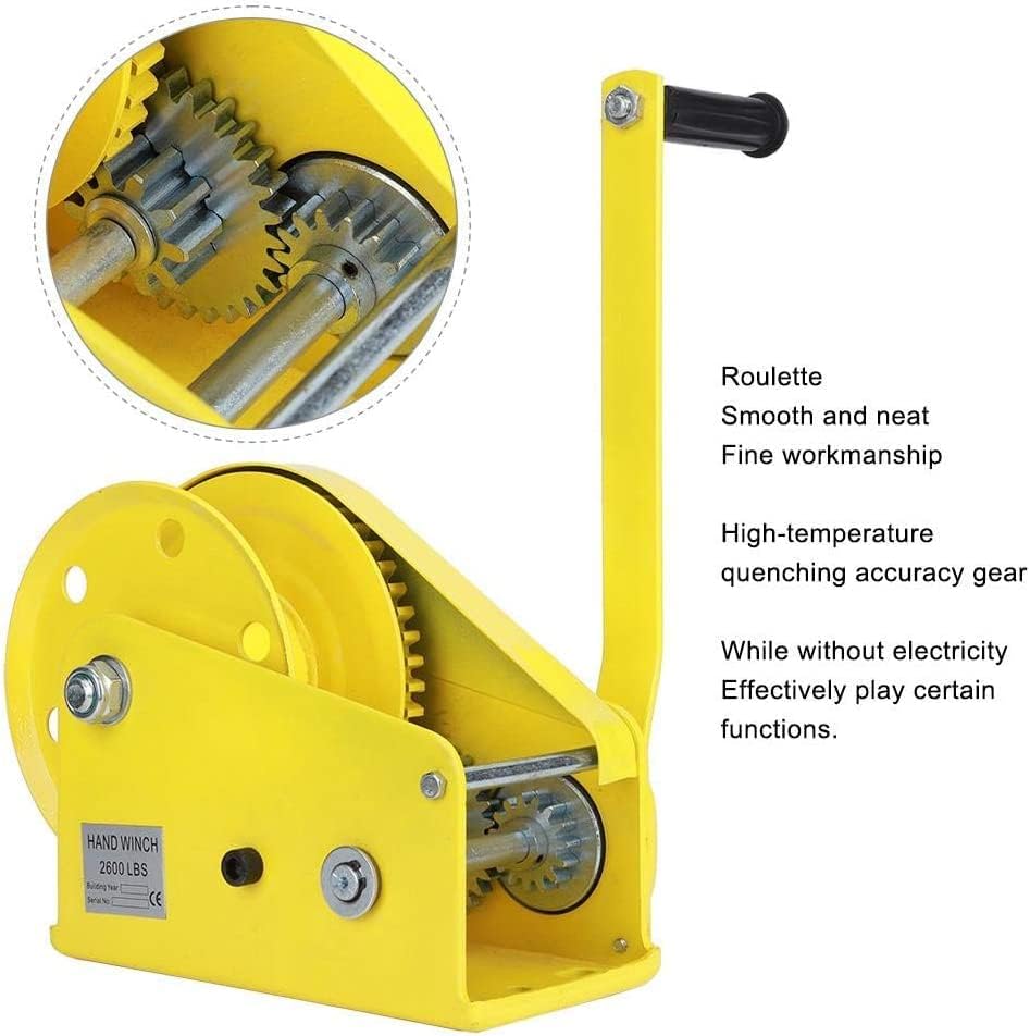 Image of Heavy Duty Brake Winch - Hand Operated, Multifunction Towing Winch for Garages and ATV, Bidirectional Self-Locking Device (1200Lb | 545Kg)
