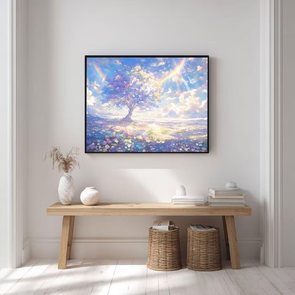 Malowanie według numerów dla dorosłych, DIY farba akrylowa dla dorosłych dzieci początkujących łatwe na płótnie 70 x 90 cm z farbami i pędzlami, dekoracja ścienna do domu drzewo marzeń (nieoprawione