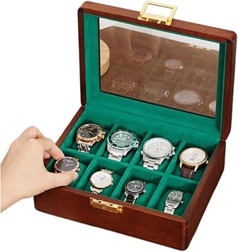 Solid Wood Watch Box 8 Slots With Glass Lid Walnut Collection Case For Men Women Luxury Wooden Display Organizer Storage Holder