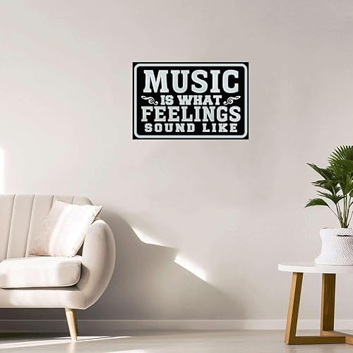 Miniatura 5 de Cusde Music Is What Feelings Sound Like - Decoración de pared inspiradora, letrero de lata con música, regalos para amantes de la música, carteles