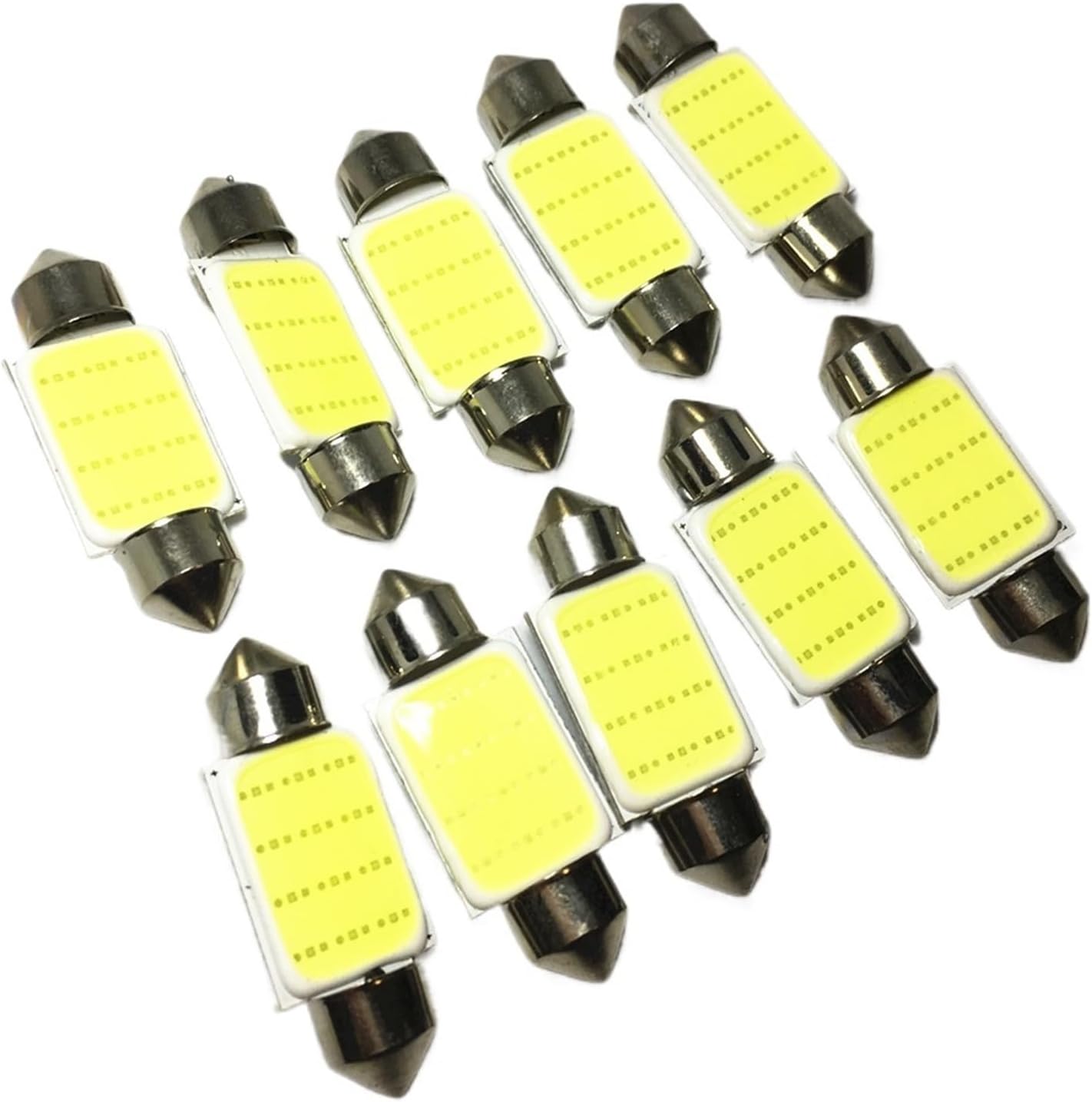 10pcs Festoon 31mm 36mm 39mm 41/42mm C10W C5W LED COB bulbs for cars License plate Interior Reading Light 6500K 12SMD 12V White(41mm white)