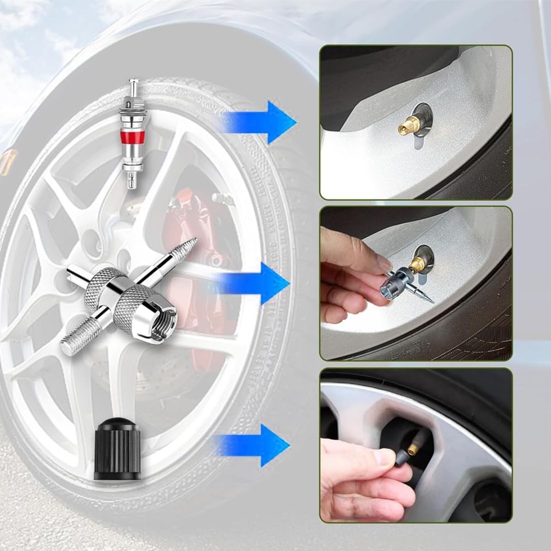 JEYORZY 44x Kit Nucleo della Valvola, Valvola per La Riparazione della dei Pneumatici, Estrattore Strumento Chiave della Bici Pneumatici per Auto, Valvola Strumento di Rimozione Nucleo Automobile Moto