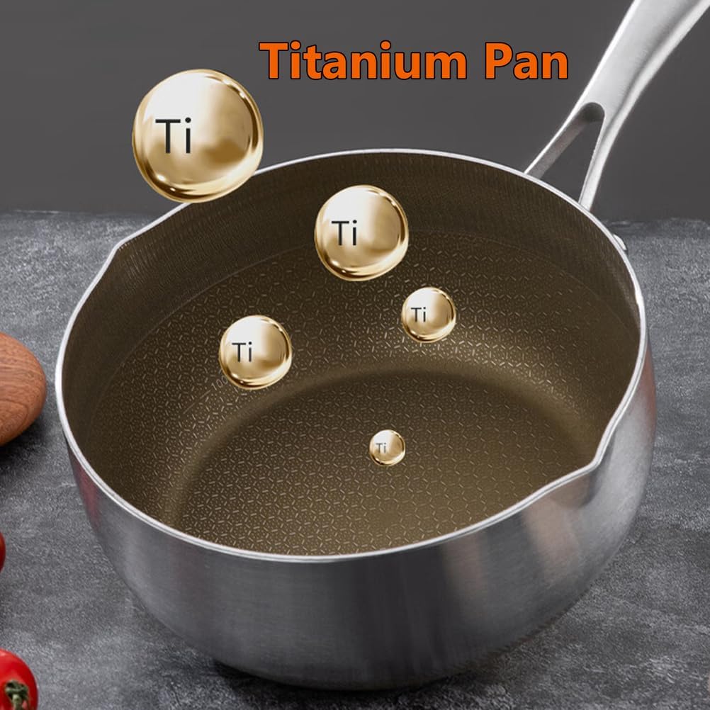 Titanium Pan with Lid, Frying Pans Nonstick, Ultra-Durable, Scratch-Resistant, Non-Stick Titanium Pans for Cooking, Compatible with All Cooktops,9.45IN