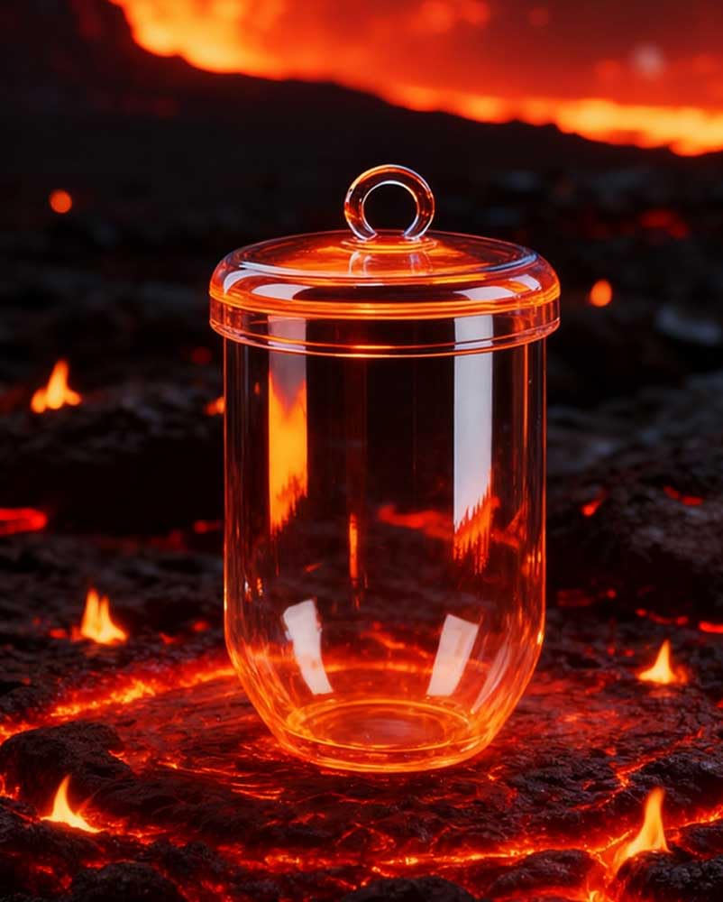 Crisol de cuarzo, for fusión y calentamiento en laboratorio, 1 pieza | Resistente al choque térmico hasta 1100 ℃, 93% de transmisión de luz(300mL without Lid)