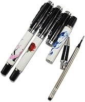 Vista 3 de Gullor 3 Pcs Rollerball Pen 8802 Blanco y Negro, clip plateado, tres patrones