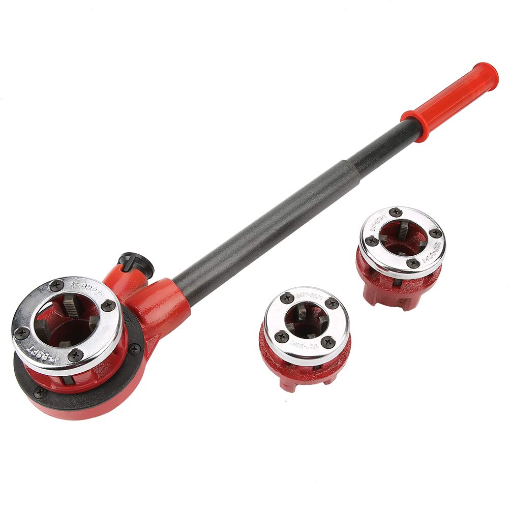Roscadora manual de tubos, juego de machos y terrajas, kit de corte de tuberías para fontanería, roscado manual de 0,5, 0,75 y 1,25 pulgadas, juego de herramientas de roscado manual, terrajas para