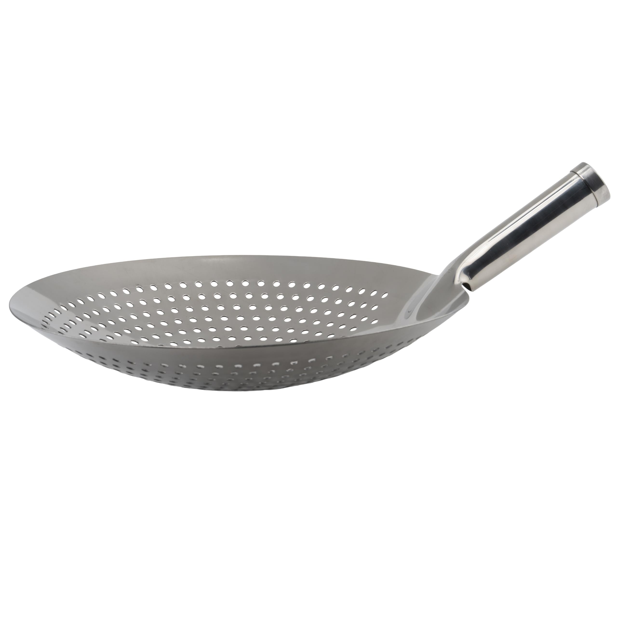 Winco Stainless Steel Round Skimmer, 12-Inch, Medium