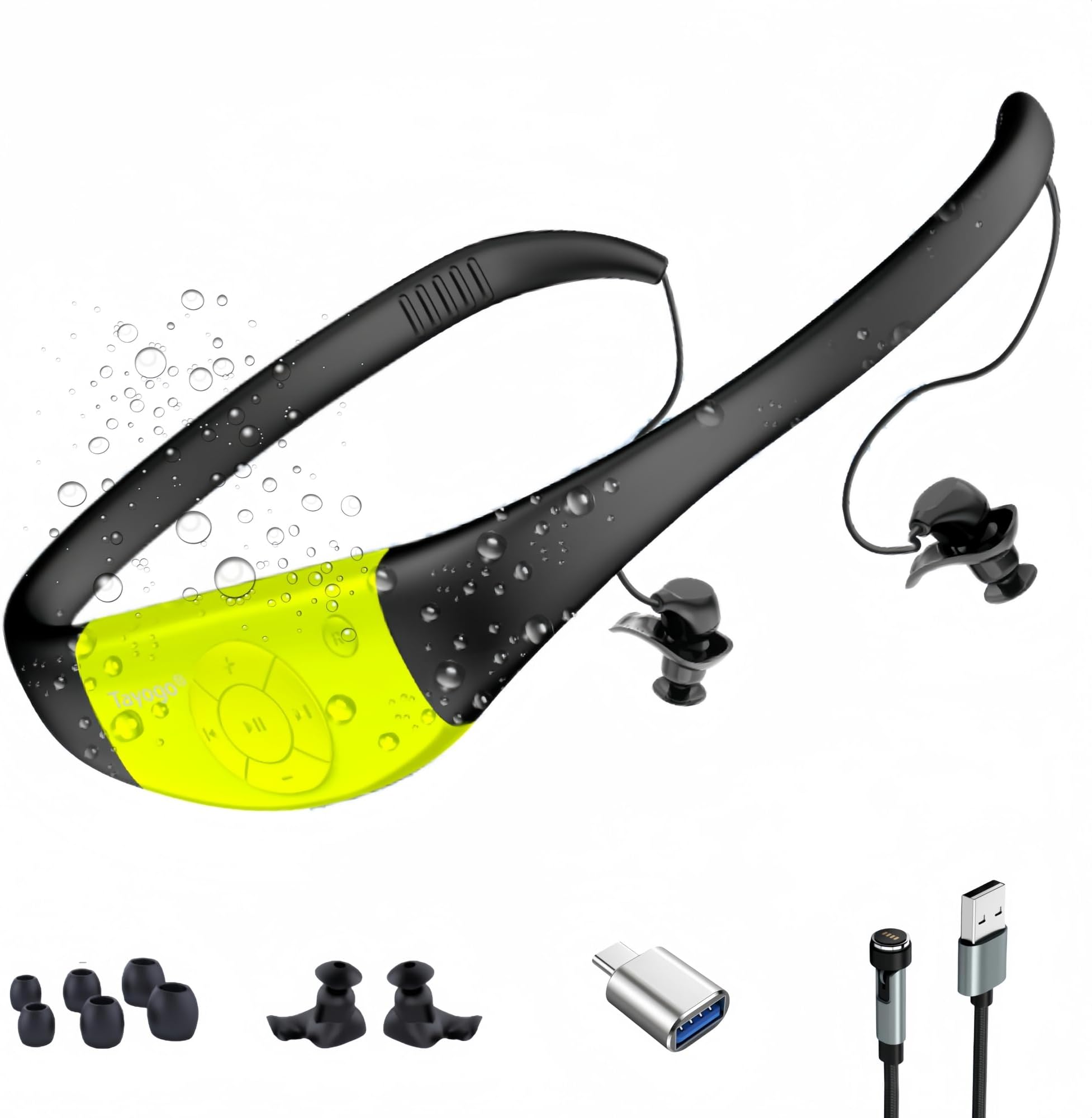 Tayogo Waterproof MP3 Player, 8GB Swimming Headset, IPX8 Rating, 20-Hour Playtime